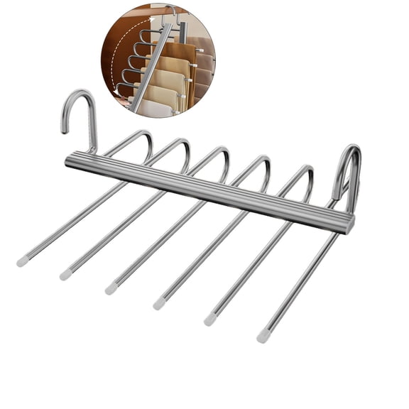 Yoloke Closet Hangers Multi Functional Pants Rack, Metal Heavy Duty Wardrobe Organizer Racks for Clothes Trousers Scarves Ties