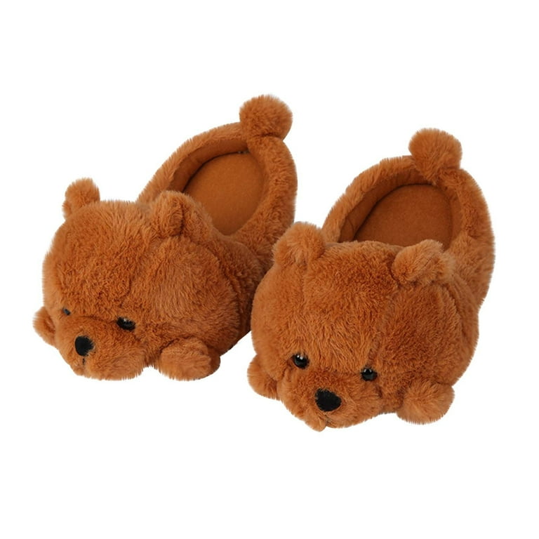 Brown on sale Teddy Bear Slippers for Women and Girl Home Indoor Winter Shoes Soft Cute