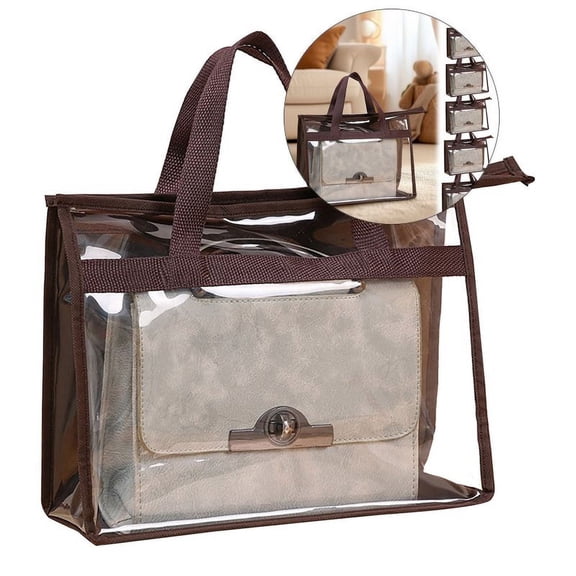 CUWFQ Dust Bags for Handbags, Handbag Dust Bags, Clear Handbag Storage Organizer Dust Cover Bags, Clear Purse Storage Organizer for Closet, Purse Protector Storage Bag with Zipper and Handle
