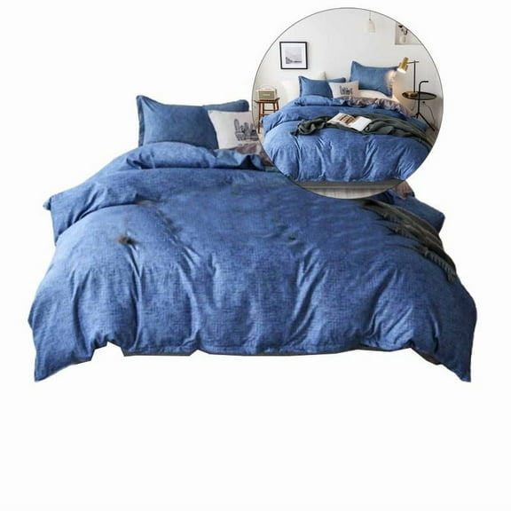 Yoloke Duvet Cover King Size, 3 Piece Washed Cotton 1 Duvet Cover with Zipper and 2 Pillowcases, Ultra Soft and Easy Care Breathable Cozy Bedding Set