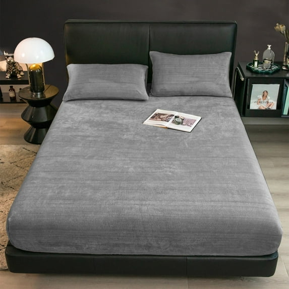 Yoloke Flannel Sheets Queen 3-Piece Plush Fleece Sheet Bed Sets with 15" Deep Pocket Fitted Sheet and Pillowcase