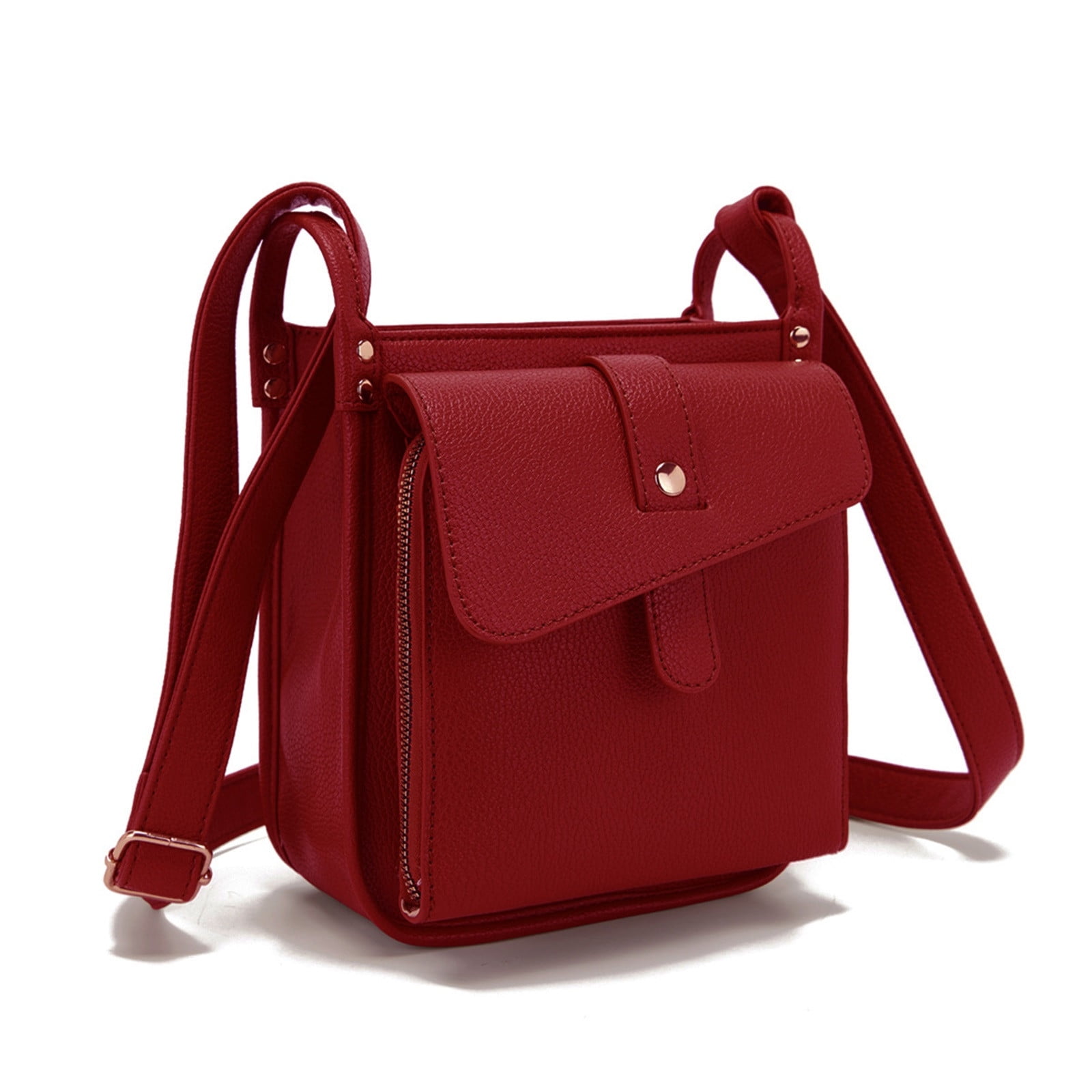 Yoloke Full Grain Leather Crossbody Purse with Built in Wallet Large Capacity Adjustable Strap Metal Zippers 6.3x2.8x8.1 Perfect for Work or Play Walmart
