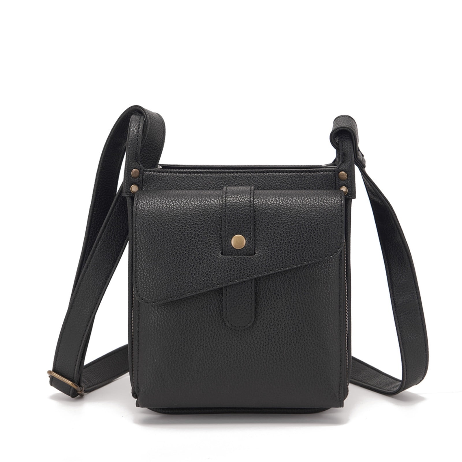 Yoloke Full Grain Leather Crossbody Purse with Built in Wallet Large Capacity Adjustable Strap Metal Zippers 6.3x2.8x8.1 Perfect for Work or Play Walmart Business Supplies