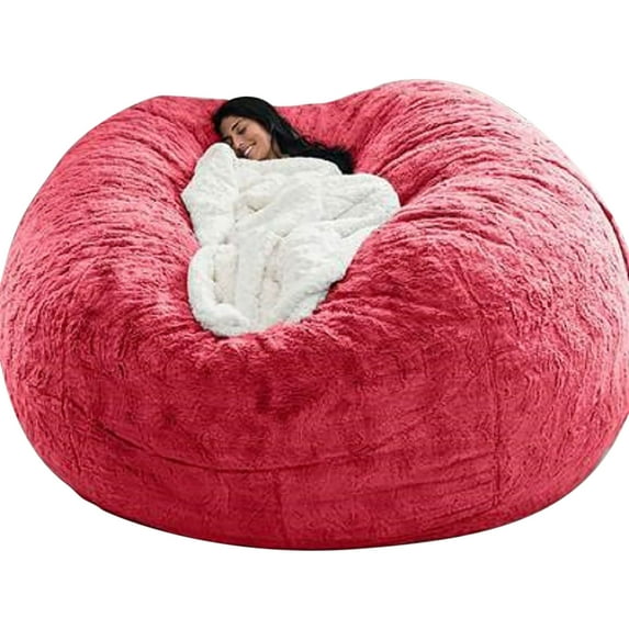 Yoloke Giant Fur Bean Bag Chair Cover for Kids Adults, (No Filler) Living Room Furniture Big Round Soft Fluffy Faux Fur Beanbag Lazy Sofa Bed Cover