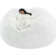thumbnail image 1 of Yoloke Giant Fur Bean Bag Chair Cover for Kids Adults, (No Filler) Living Room Furniture Big Round Soft Fluffy Faux Fur Beanbag Lazy Sofa Bed Cover, 1 of 5