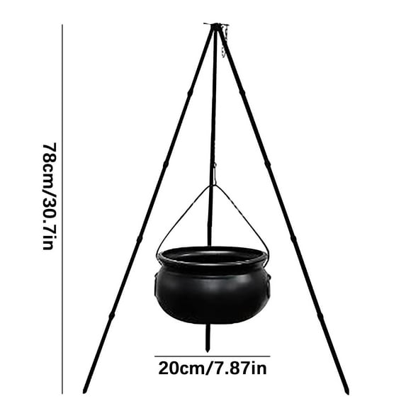 Yoloke Halloween Outdoor Decor - Spooky Witch Cauldron with Tripod Stand & Lights - Large Plastic Pot for Yard Porch Display