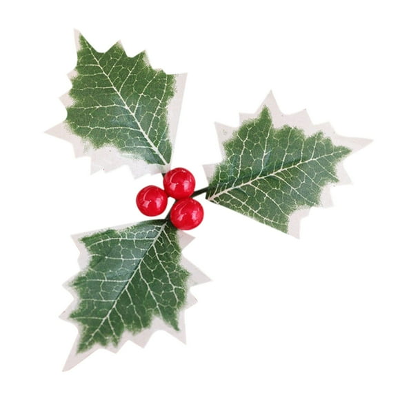Yoloke Holly Berries with Green Leaves, 20 Pcs Artifical Red Holly Berry Flowers for Christmas Tree/Wreath Arrangement Decorations, Red Berry Christmas Picks for Crafts Gifts Wedding Party Decor