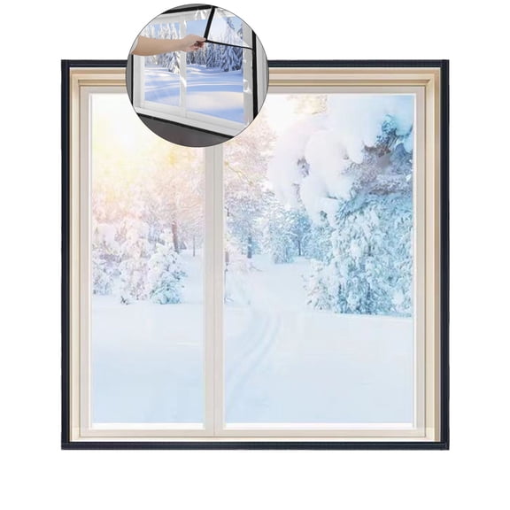 Yoloke Indoor Window Insulation kit, Indoor Windproof Sealed Window, Reusable Transparent Window Film with Adjustable Hook & Loop Straps