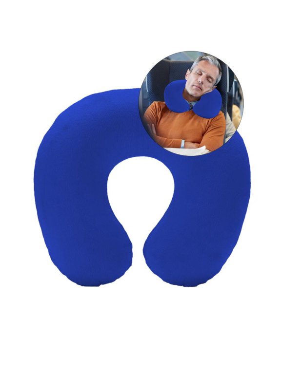 Yoloke Inflatable Travel Neck Pillow - 360° Ergonomic C-Shaped Support | Soft Plush Coating | Lightweight & Compact | Ideal for Long Journeys, Flights, & Outdoor Use
