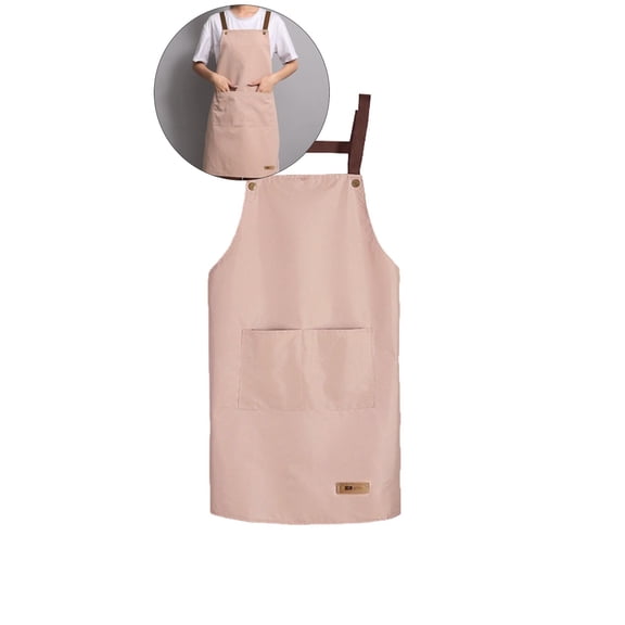 Yoloke Kitchen Apron for Cooking - Men Women Bib Apron Waterproof Oil-proof Resistant with 2 Pockets Chef Apron(Pink)