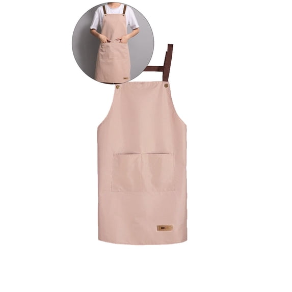 Yoloke Kitchen Apron for Cooking - Men Women Bib Apron Waterproof Oil-proof Resistant with 2 Pockets Chef Apron(Pink)