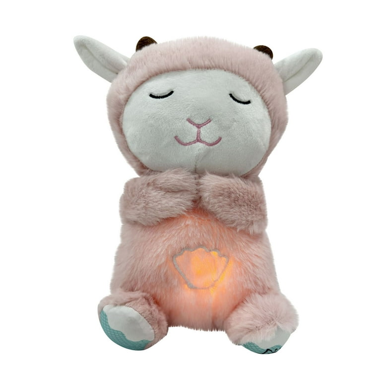 Yoloke LED Musical Stuffed Breathing Glowing Lamb Sheep Plush Toy Anxiety Relief Calming with Sensory Details Music Lights Rhythmic Breathing Motion Walmart