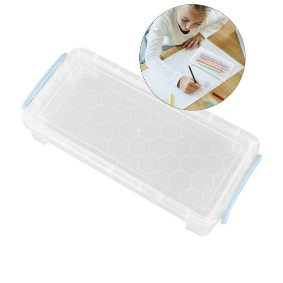 Yoloke Large Capacity Plastic Pencil Box Stackable Translucent Clear Pencil Box Office Supplies Storage Organizer Box for Gel Pens Erasers Tape Pens Pencils Markers