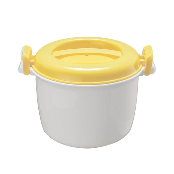 Yoloke Large Microwave Rice Cooker & Insulated Lunch Box - Food-Safe Plastic, Thickened Pot Body, Double Lid Design, Reusable, for Cooking Rice(Yellow)