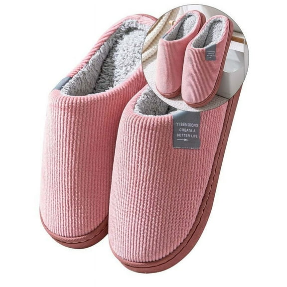 Yoloke Memory Foam Slippers, Cozy Slip on House Slippers for Indoor Outdoor, Comfy Bedroom Slippers Warm Soft Flannel Lining Home Slippers