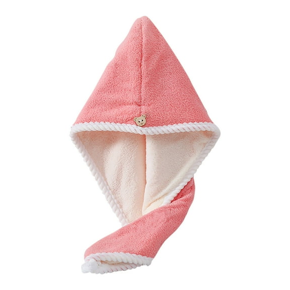 Yoloke Microfiber Hair Towel Wrap, Turban with Button, Head Towel for Curly Wet Drying Hair for Women, Quick Dry Bath & Shower Towel(Pink)