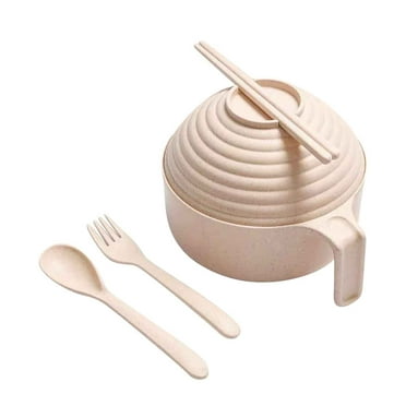 Yoloke Microwave Ramen Cooker Bowl Set Quick Ramen Cooker with Handles Ramen Noodle Cooker with Spoon Chopsticks Fork College Dorm Room Apartment Essentials for Girls and Boys