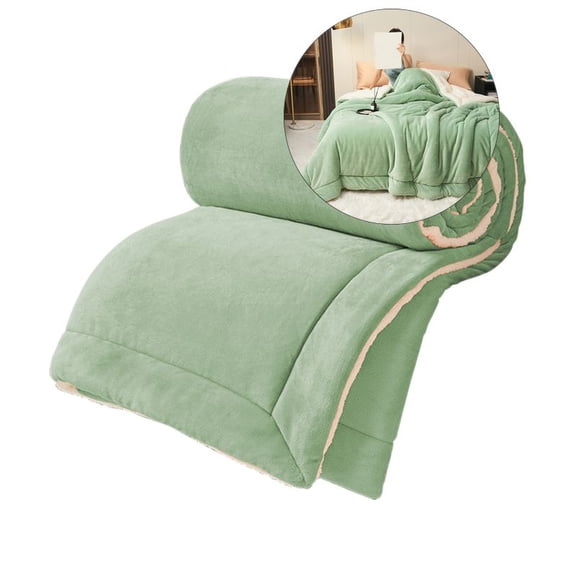 Yoloke Milk Velvet Lambswool Blend Double Layer Blanket - Ultra-Soft & Warm for Autumn/Winter, Multifunctional Bed Cover & Gift(Green)