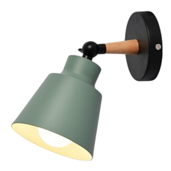 Yoloke Modern 9 Inch Wall Sconce with Green, Pink, and Yellow Finish - Wood and Iron Bedside Table Lamp for Bedroom, Aisle, Study; E27 Light Source Not Included