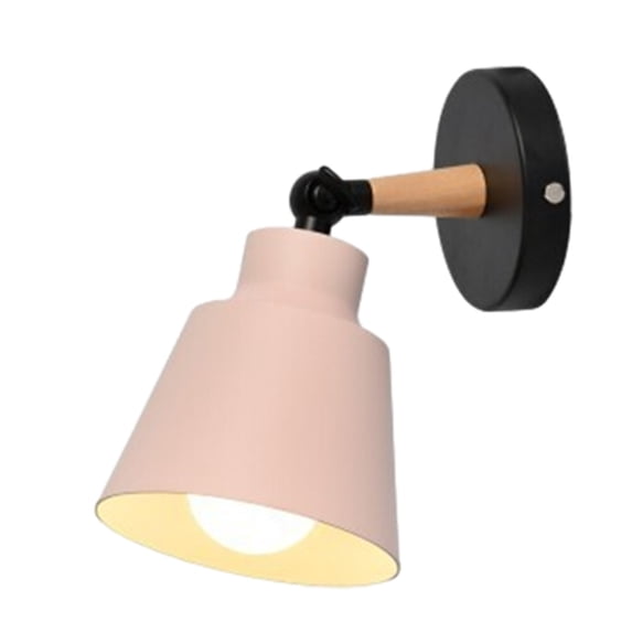 Yoloke Modern 9 Inch Wall Sconce with Green, Pink, and Yellow Finish - Wood and Iron Bedside Table Lamp for Bedroom, Aisle, Study; E27 Light Source Not Included