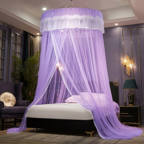 Yoloke Mosquito Net Bed Canopy for Girls, Princess Canopy Bed Curtain Fine Sheer Mesh Dome Bed Canopies, Kids & Adults Lace Tent for Twin Full Queen King Bed