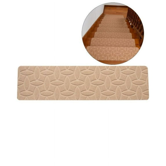 Yoloke Non-Slip Stair Treads Carpet Mat Rug Indoor Stair Runners for Wooden Steps Kids Dogs Elders Pet with Reusable Adhesive