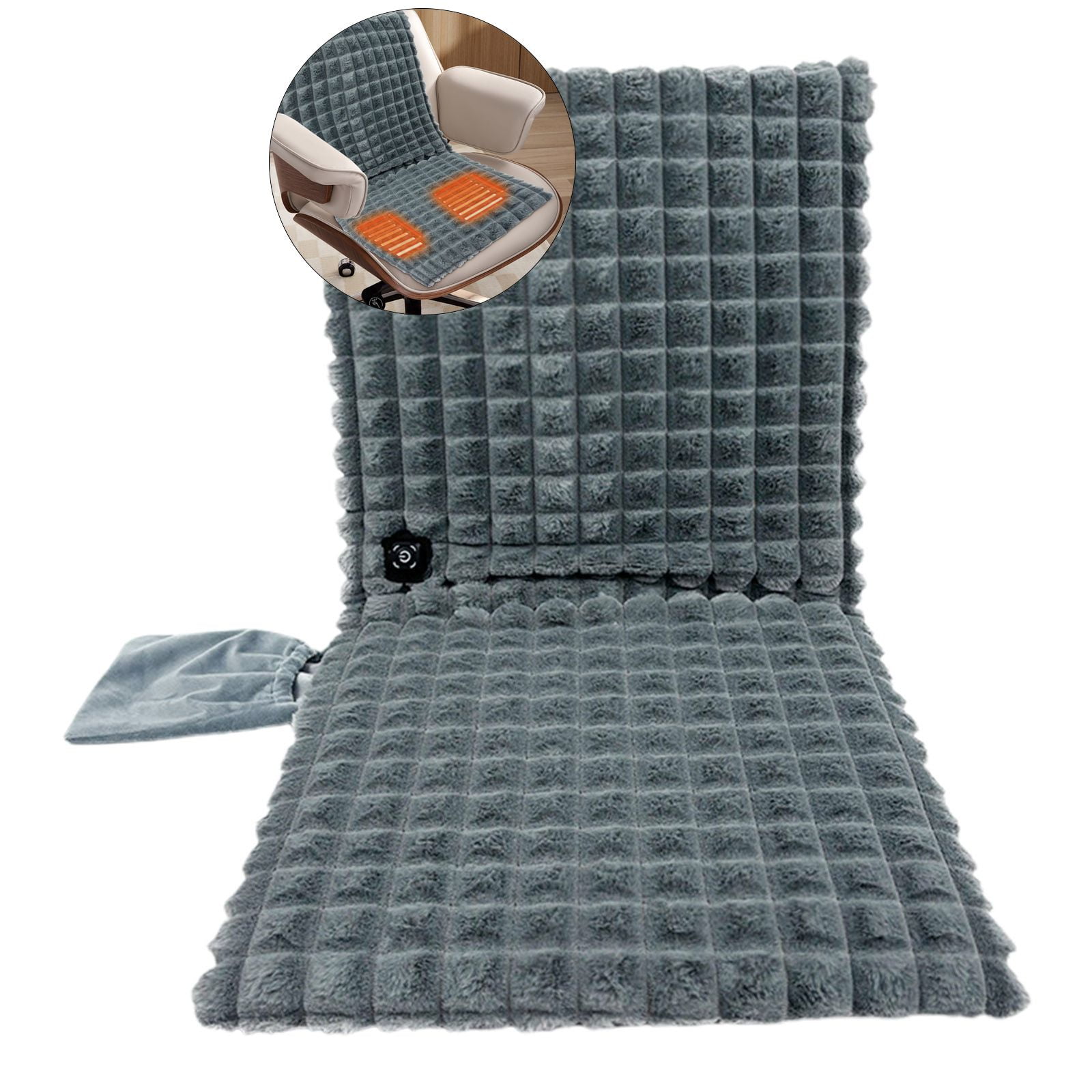 Yoloke Office Chair Heating Pad, Heated Chair Pad Cushion for Full Back, Rechargeable Heating Pad for Office Chair Car Seat, USB Fast Heating Seat Warmer for Office Chair