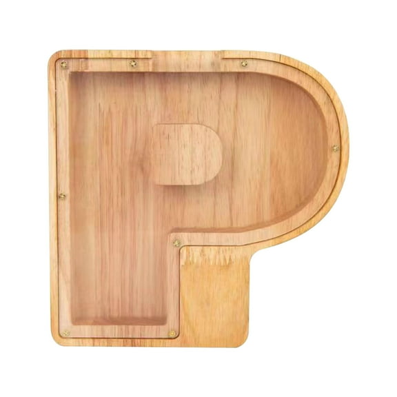 Yoloke Personalized Wooden Money Box with 26 English Letters - Customizable Deposit Box for Safekeeping Your Savings and Valuables