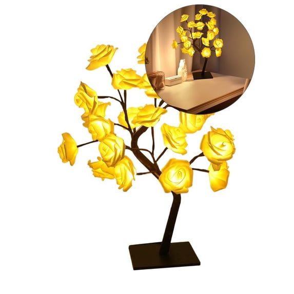 Yoloke Rose Tree Lamp Colorful Light Up LED Rose Tree Table Lamp USB Operated Lighted Tree Gifts for Valentine's Day Wedding Anniversary Birthday Mother's Day Bedroom Decoration