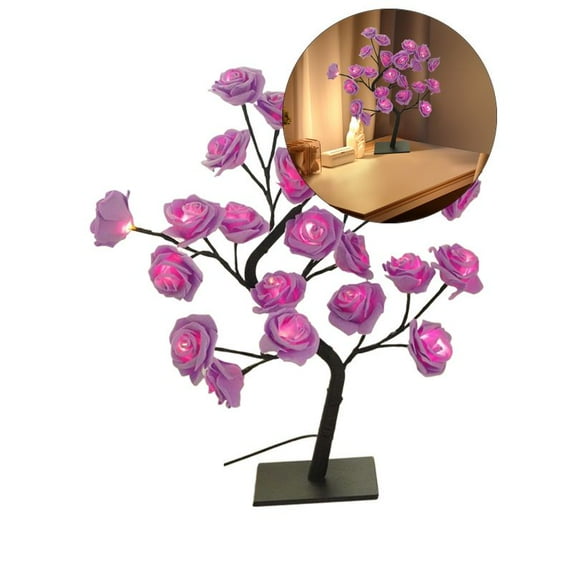 Yoloke Rose Tree Lamp Colorful Light Up LED Rose Tree Table Lamp USB Operated Lighted Tree Gifts for Valentine's Day Wedding Anniversary Birthday Mother's Day Bedroom Decoration