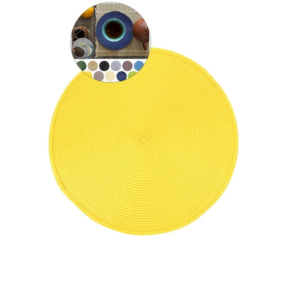 Yoloke Round Placemat Plastic Woven Placemat Washable Wipeable Table Mat for Dining Table Heat Resistant Non-Slip Circle Place Mats