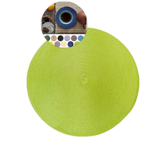 Yoloke Round Placemat Plastic Woven Placemat Washable Wipeable Table Mat for Dining Table Heat Resistant Non-Slip Circle Place Mats
