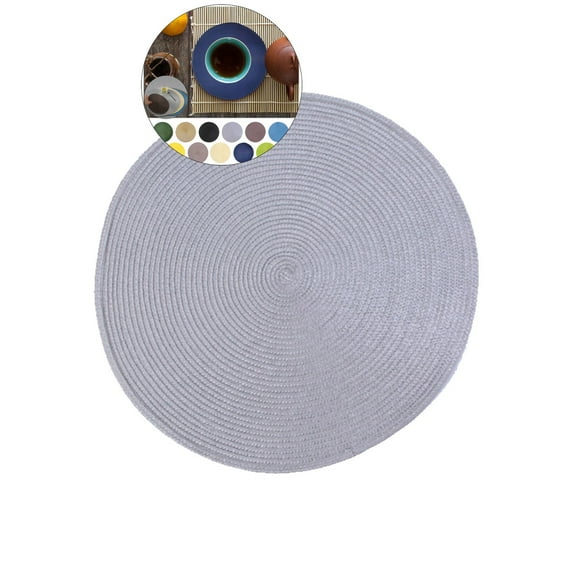 Yoloke Round Placemat Plastic Woven Placemat Washable Wipeable Table Mat for Dining Table Heat Resistant Non-Slip Circle Place Mats
