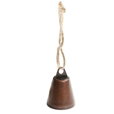 Yoloke Rustic Brass Cow Bell - Shabby Style Metal Hanging Bell for Christmas Decor, Large Iron Bell with Unique Golden Finish