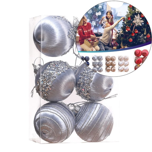 Yoloke Satin Christmas Balls Ornaments, Silk Christmas Hanging Ball Decorations, 6Pcs Luxury Vintage Christmas Tree Decor for Xmas Holiday Wedding Christmas