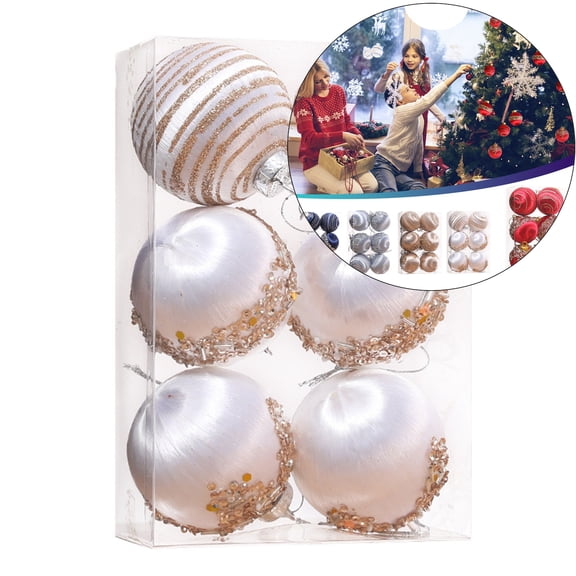 Yoloke Satin Christmas Balls Ornaments, Silk Christmas Hanging Ball Decorations, 6Pcs Luxury Vintage Christmas Tree Decor for Xmas Holiday Wedding Christmas