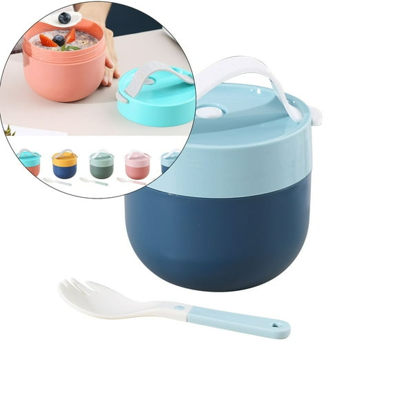 Yoloke Sealed Soup Cup and Bowl Set - Microwave-Safe Plastic Food Containers with Thermal Insulation for Breakfast, Salad, and More