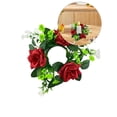 thumbnail image 1 of Yoloke Small Candle Rings Wreaths - Fake Roses Artificial Flowers Wedding Centerpieces for Tables Spring Summer Wreath for Front Door Weddings Party Decor, 1 of 5