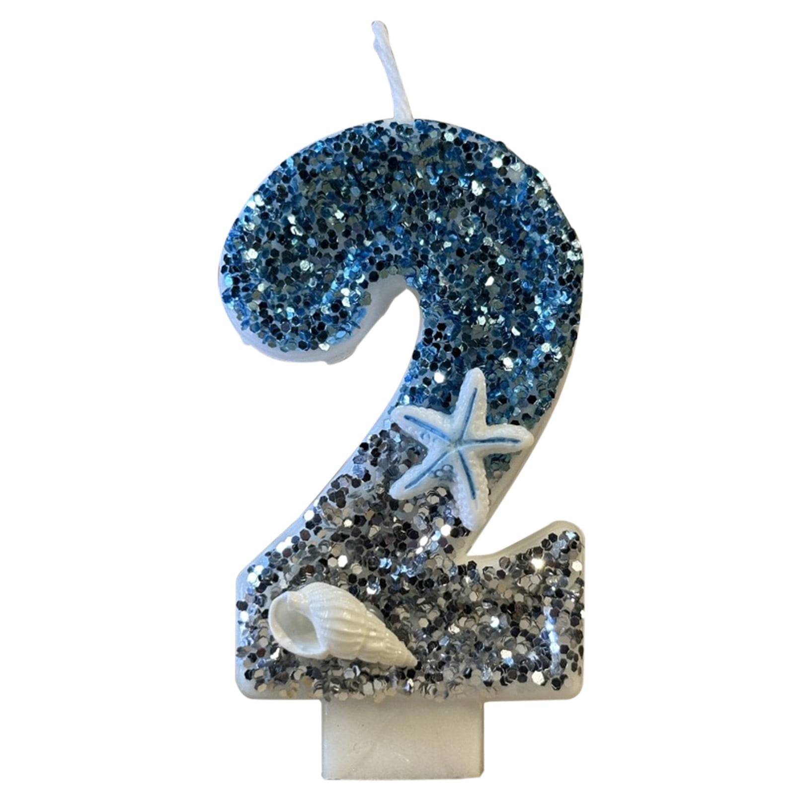 Yoloke Sparkling Sea Star Digital Candle - Blue Glitter Birthday Cake ...