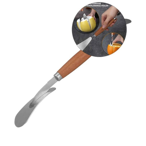 Yoloke Stainless Steel Orange Peeler, Long Handle Serrated Citrus Cutter Orange Slicer Manual Fruit Opener Peeling Tool Orange for Lemon Pomegranate Grapefruit