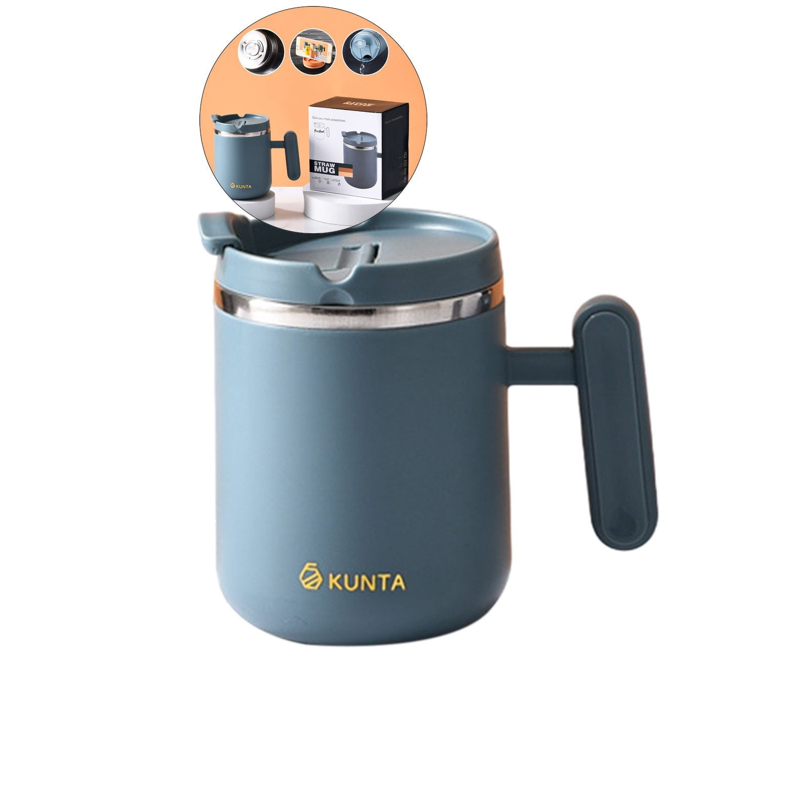 Yoloke Stainless Steel Vacuum Insulated Tumbler Home Office Espresso Coffee Cups with Lid and Handle Drinking Mug