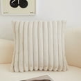 thumbnail image 1 of Yoloke Striped Decorative Throw Pillow Covers - 17.8x17.8 Inch Square Winter Couch Pillow Case - Soft Faux Rabbit Fur and Velvet Back - Modern Home Decor for Bed, 1 of 5