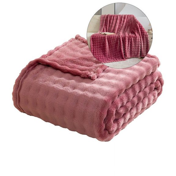 Yoloke Super Soft Throw Blanket Premium Silky Flannel Fleece 3D Ribbed Jacquard Lightweight Bed Blanket All Season Use
