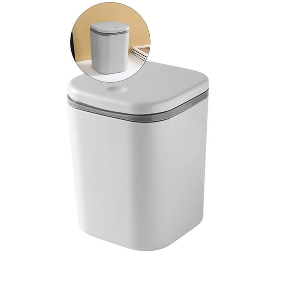 Yoloke Tiny Countertop Trash Can, Tiny Trash Can with Push Button Lid,Mini Desktop Garbage Can with Push-Button(Gray)
