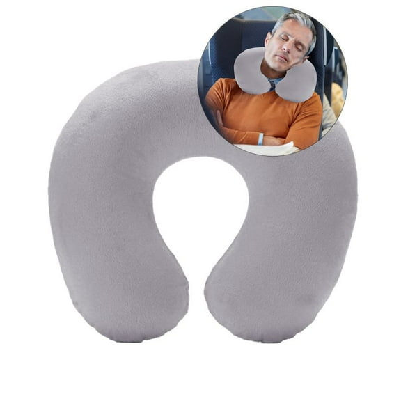 Yoloke Travel Neck Pillow - Lightweight Extra Comfort Inflatable - U-Shaped Neck Pillow for Travelling(Gray)