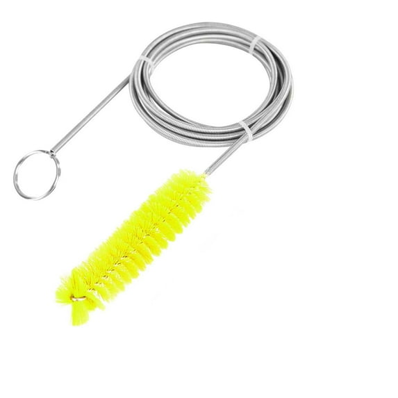 Yoloke Tube Cleaning Brush-7 Feet Flexible + 7 Inches Handy Stainless Steel Wire Bristle Brush- Fits for Standard 22mm Diameter Tubing (Yellow)