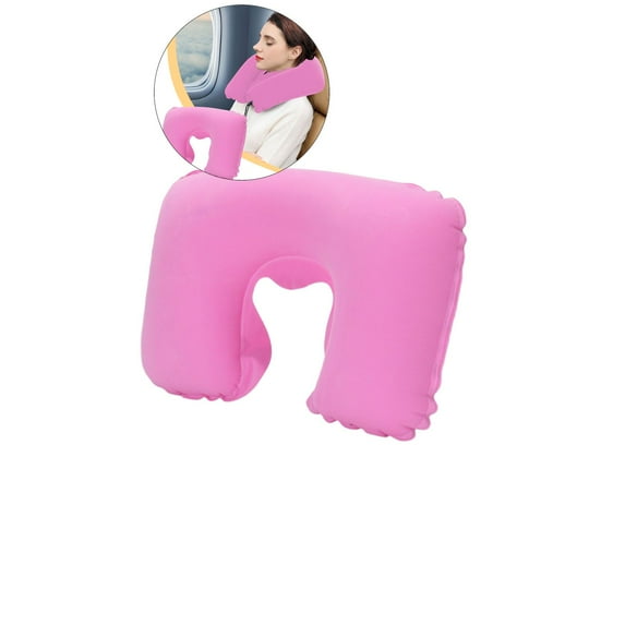 Yoloke U-Shaped Inflatable Travel Neck Pillow, Flocked Fabric Air Pillow for Airplanes Travel Light Neck Support Head Neck/Lumbar for Traveling, Home