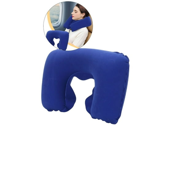 Yoloke U-Shaped Inflatable Travel Neck Pillow, Flocked Fabric Air Pillow for Airplanes Travel Light Neck Support Head Neck/Lumbar for Traveling, Home