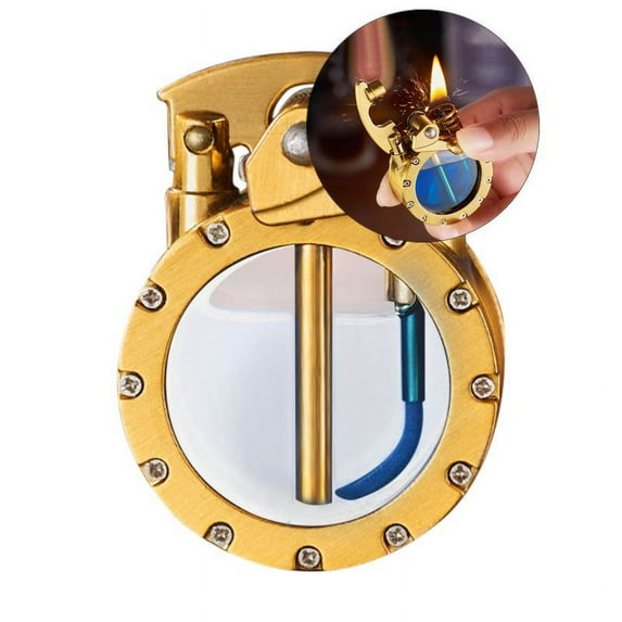 Yoloke Vintage Trench Lighter, Steampunk Lighter, Kerosene Copper Lighter, Cool Lighter with Visible Gas Tank, Great Choice for Men Dad Husband