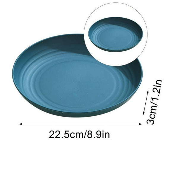 Yoloke Wheat Straw Plates, Unbreakable Deep Dinner Plates, Plastic Plates Reusable, Assorted Colors Dinnerware Sets, Microwave & Dishwasher Safe, Healthy for Kids & Adult